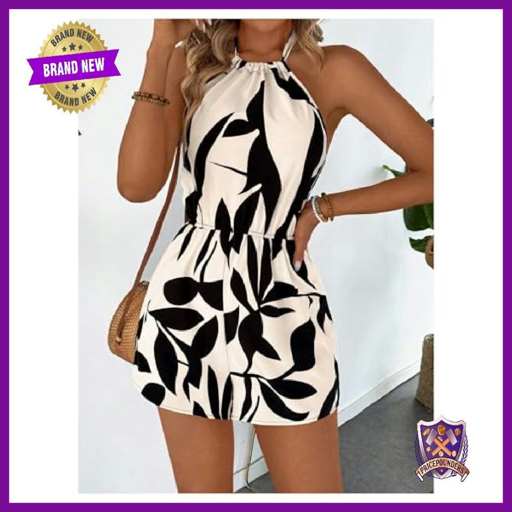 Halter Backless Romper Lightweight Summer Jumpsuit Size M - Picture 4 of 8
